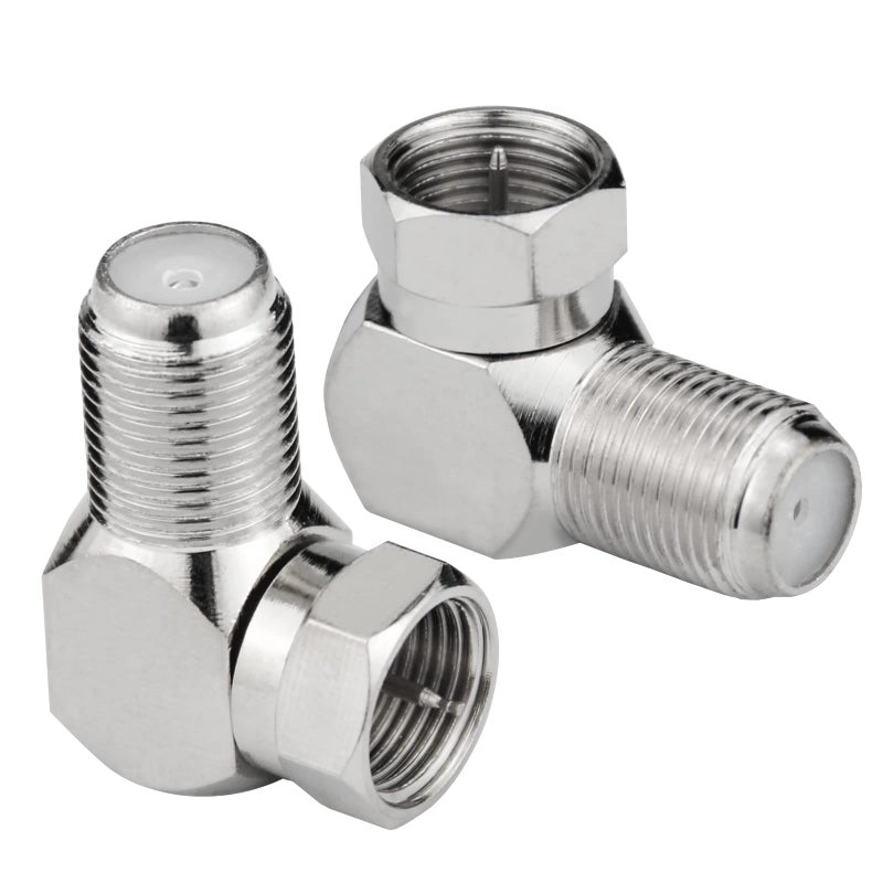RFAdapter Right Angle Coax Connector, 2 Pack F Type Male to Female RF Coaxial Cable Connector 90 Degree Adapter for Wall Mounted TV, Modem, Wall Plate, Satellite Receiver - Image 1